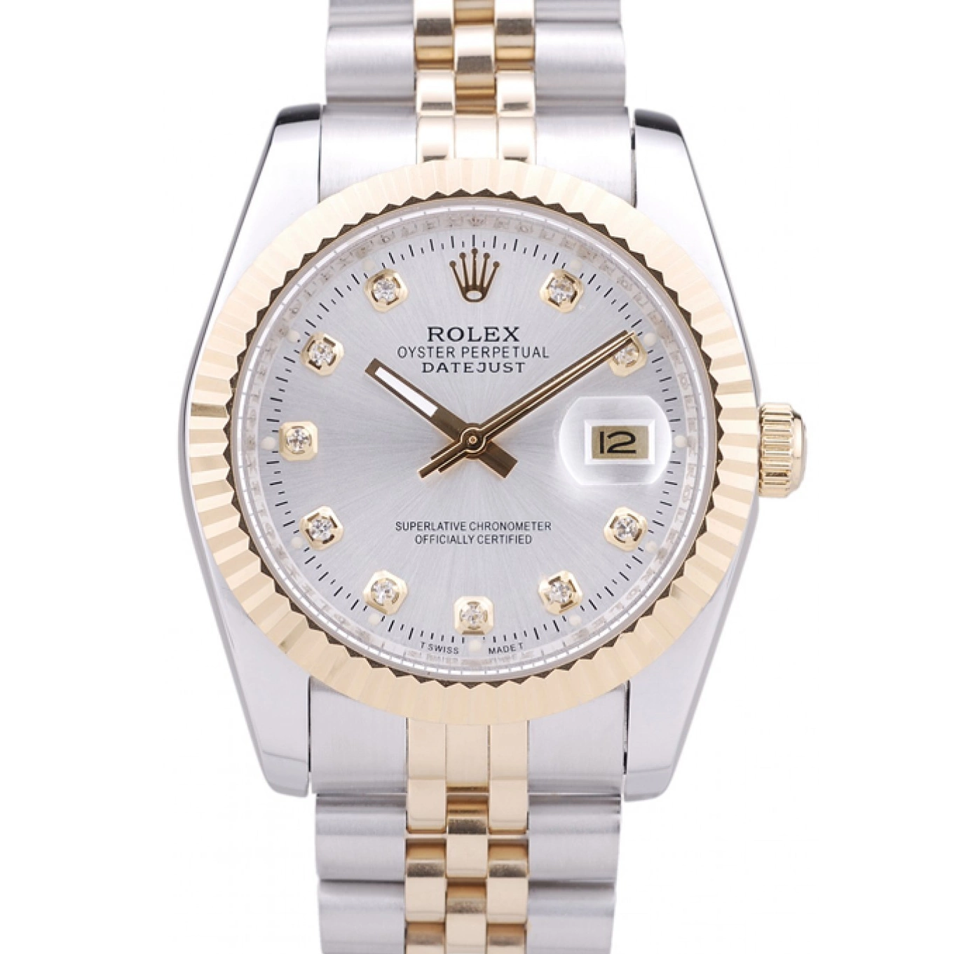 MiroTime 0815 Rolex Datejust Silver Dial Diamonds Ribbed Bezel 7454
